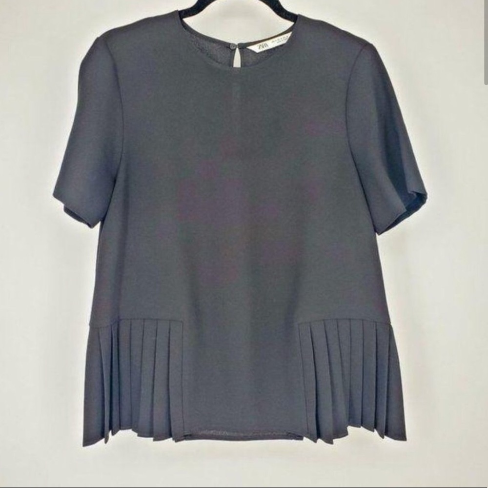 Zara Pleated Hip Short Sleeve Blouse